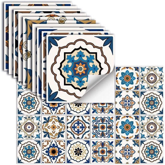 24 pezzi di adesivi per piastrelle autoadesivi vinili impermeabili per piastrelle di cucina, bagno e camino, decorazione per parete, HZ-38, 15 x 15 cm