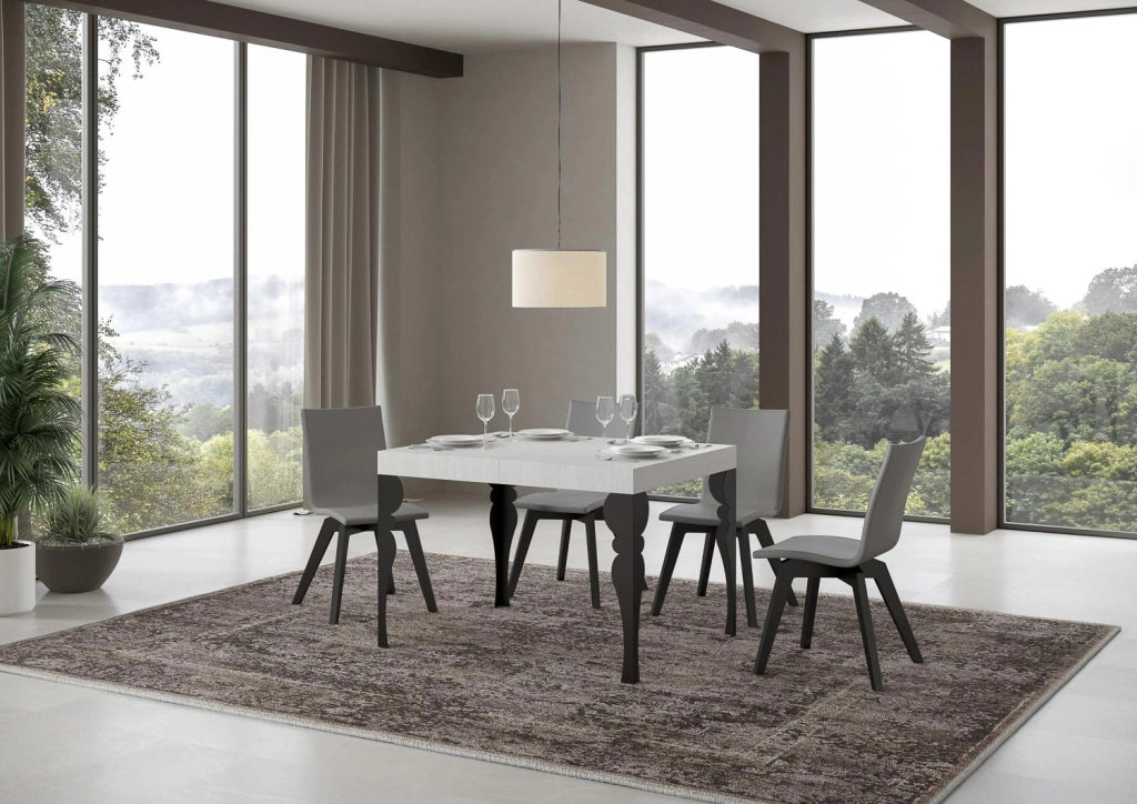 Tavolo allungabile 70x110/194 cm Paxor Bianco Frassino telaio Antracite
