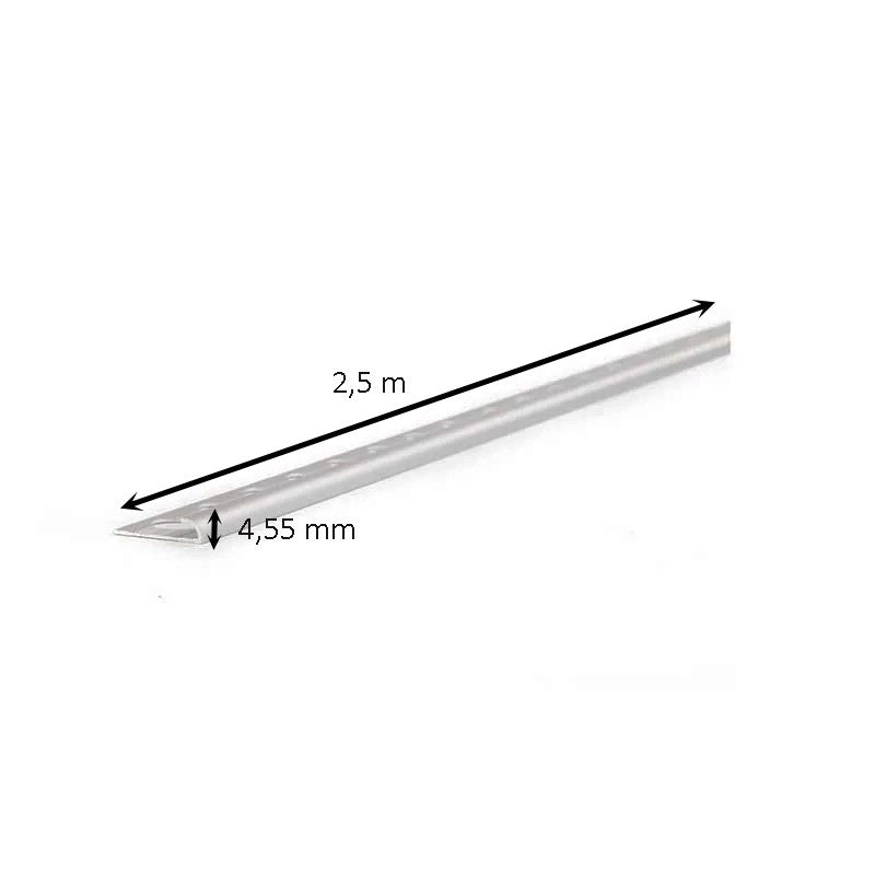 Profilo basso spessore tondo in alluminio 2,5 metri : Modello - 4,55MM COMPACT LUCIDO