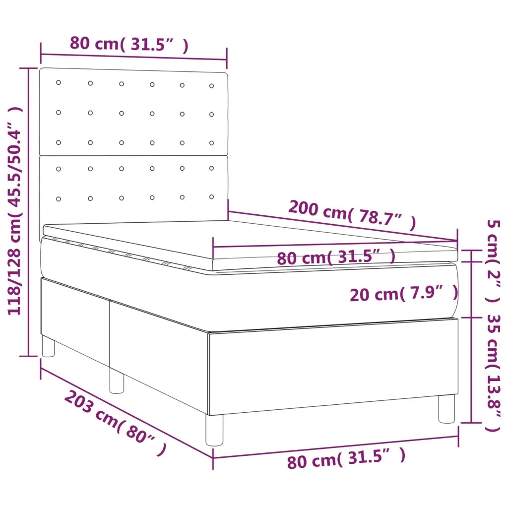 Letto a Molle con Materasso e LED-Struttura Letto con Materasso Rosa 80x200 cm in Velluto 522752