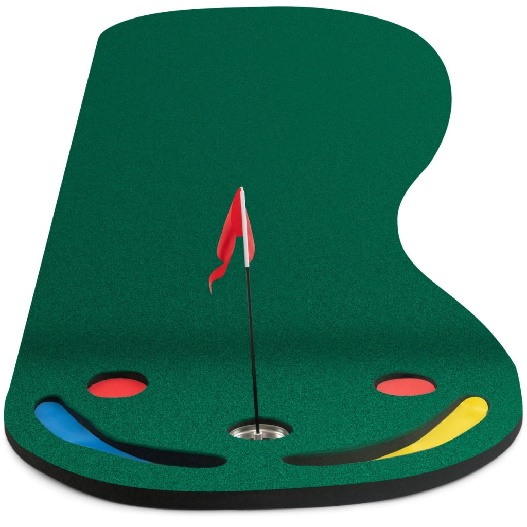 Set di putting da golf con 3 fori per il putting 1 bandierina e coperture per buca da golf, Tappetino da putting 300x96cm