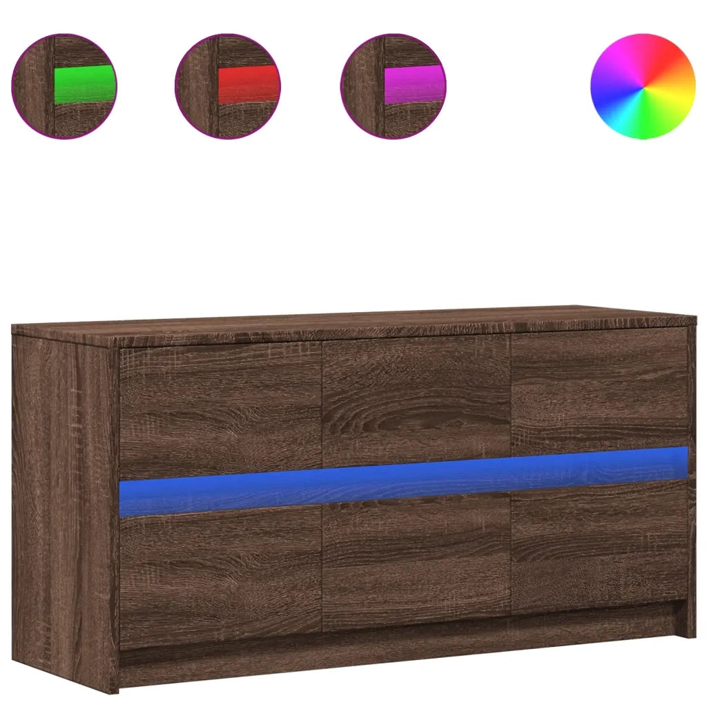Mobile Porta TV con LED Rovere Marrone 100x34x50 cm Truciolato 852221