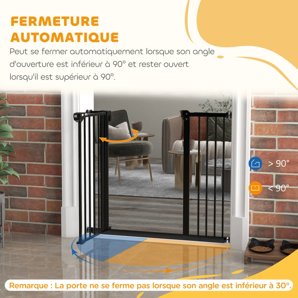 Barriera di sicurezza per animali con porta e chiusura automatica ¨C Minimal ¨C Nero, 1 estensione