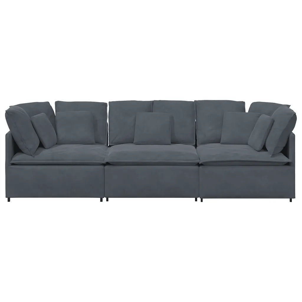 Divano Modulare con Cuscini in Velluto Grigio Scuro 3321280