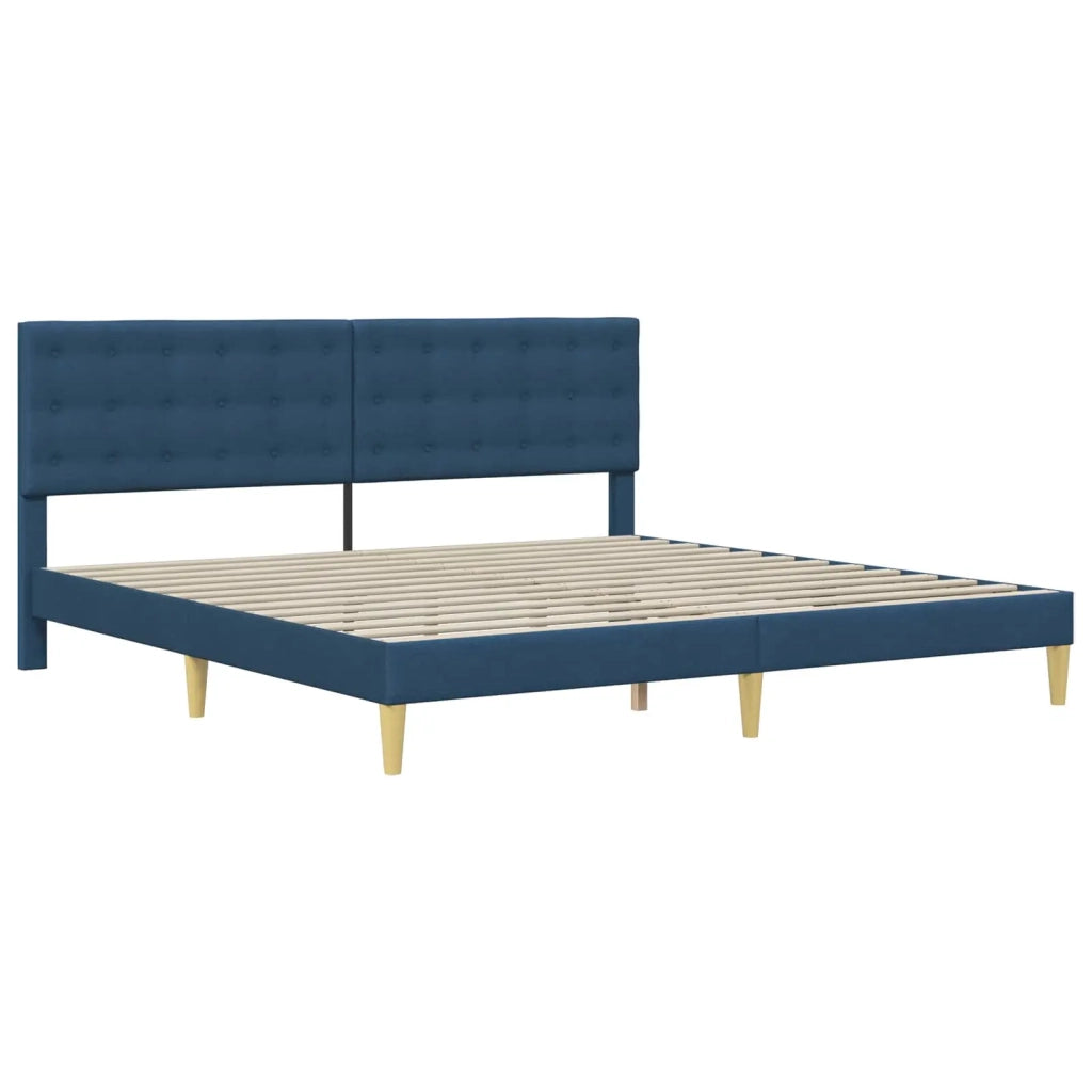 Letto matrimoniale | Letto per adulti | Struttura del letto con testiera Blu 200 x 200 cm Tessuto