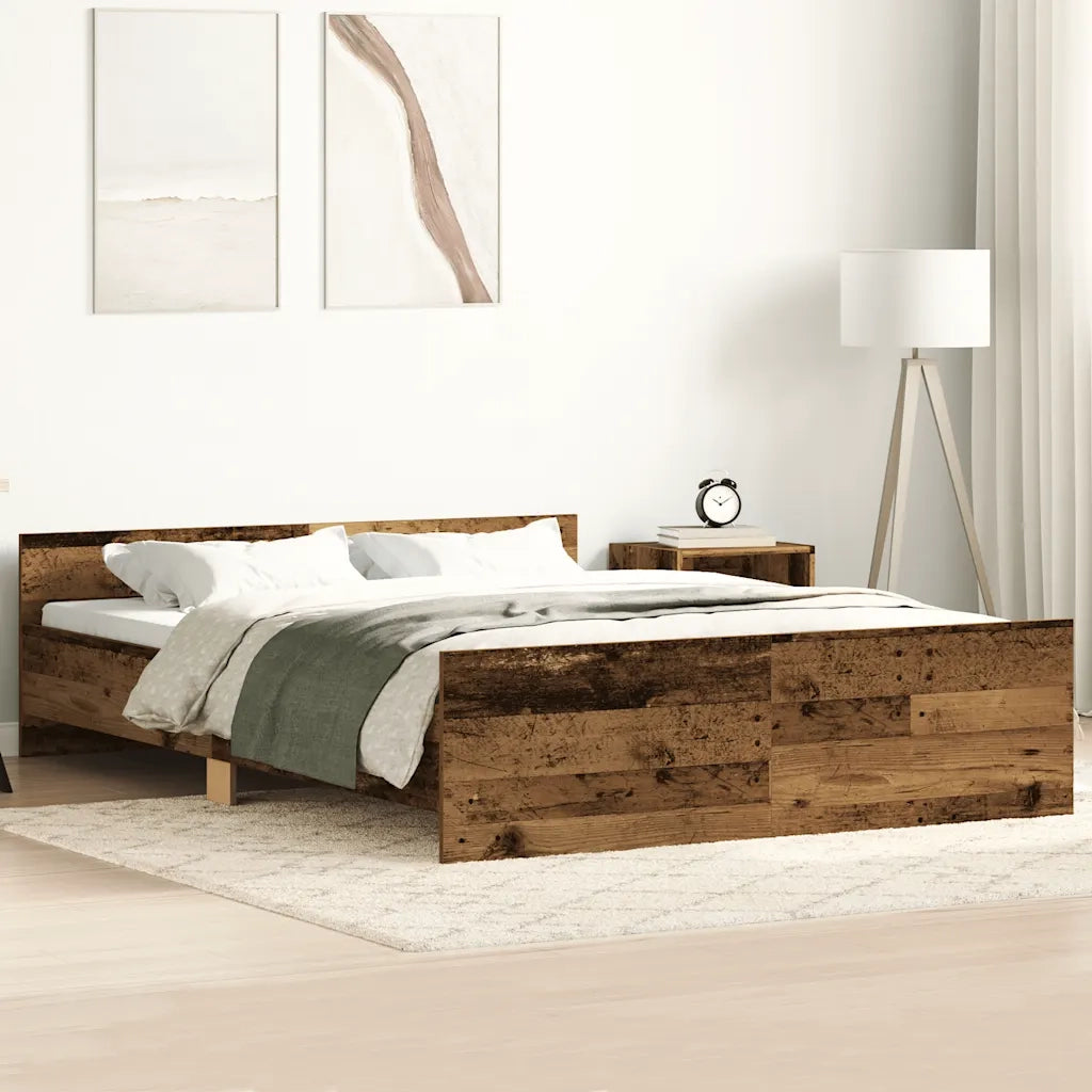 Letto matrimoniale | Letto per adulti | Giroletto senza Materasso Legno Antico 120x200cm in Truciolato