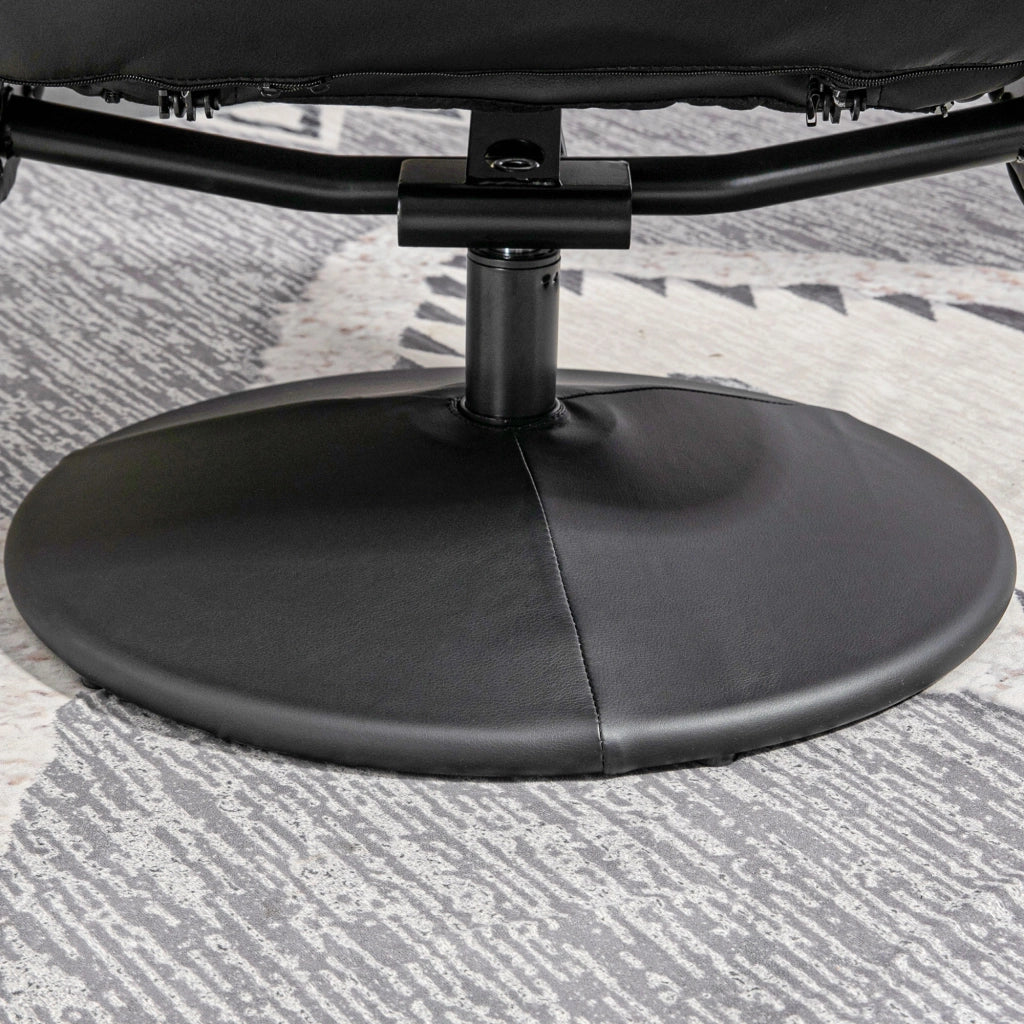 POLTRONA RECLINABILE CON POUF Set da 2 pezzi Nero Metallo
