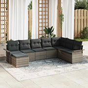 Set Divano da Giardino con cuscino 8 pcs Grigio Poly Rattan 3354148
