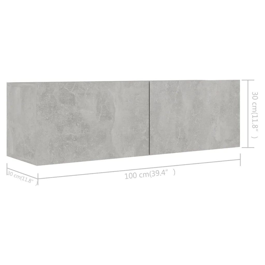 Set di Mobili Porta TV 4 pz Grigio Cemento in Legno Multistrato 3079131