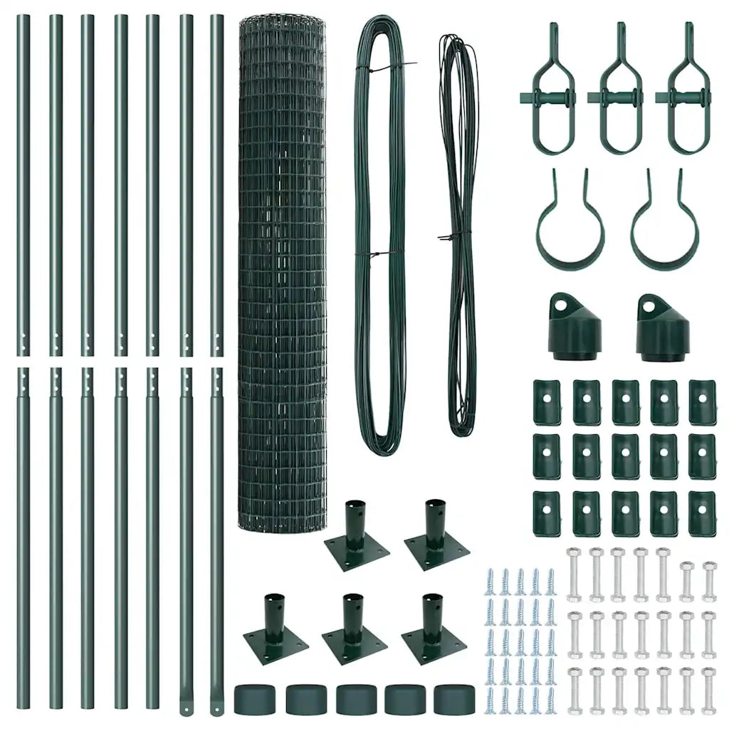 Recinzione da Giardino | Recinzione con pali. Verde 1.5 x 10 m Acciaio
