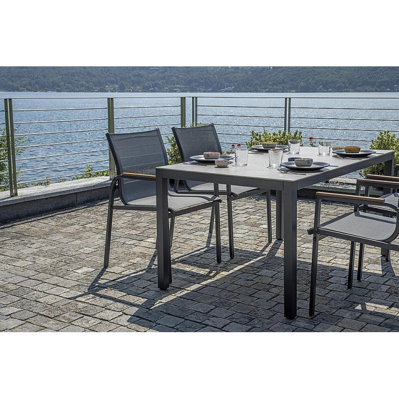 Dining Set Tarquinia Con 4 Sedie In Ferro Antracite Moia