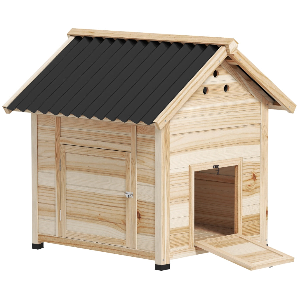 Casetta per Anatre da Esterno con Rampa, Fondo Rimovibile e Fori di Ventilazione, 78x90x92 cm, Legno