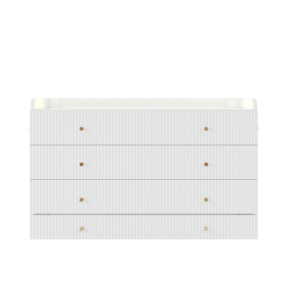 Letto a Scomparsa con Cassetti, LED e Presa USB ¨C Xylo ¨C Bianco Lucido 140x200