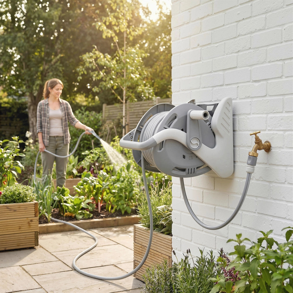 Avvolgitubo per Irrigazione Esterno 20+2 m ¨C zephmum ¨C Grigio ?15 mm