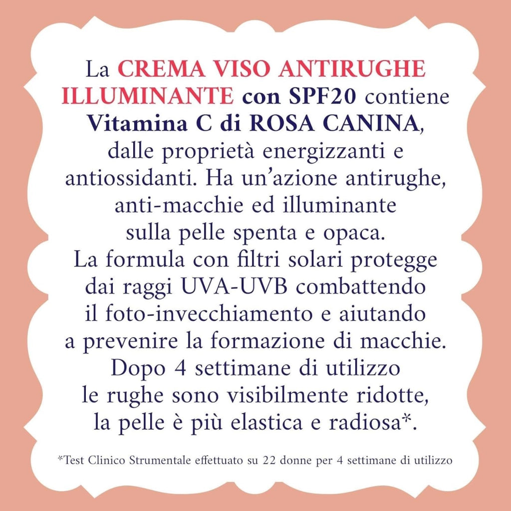 ACQUA ALLE ROSE CREMA VISO ANTIRUGHE ILLUMINANTE + VITAMINA C DI ROSA CANINA PELLI SPENTE ANTIOSSIDANTE ANTIMACCHIE 50 ML