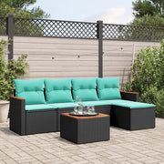Set Divani da Giardino 6 pz con Cuscini Nero in Polyrattan 3225924