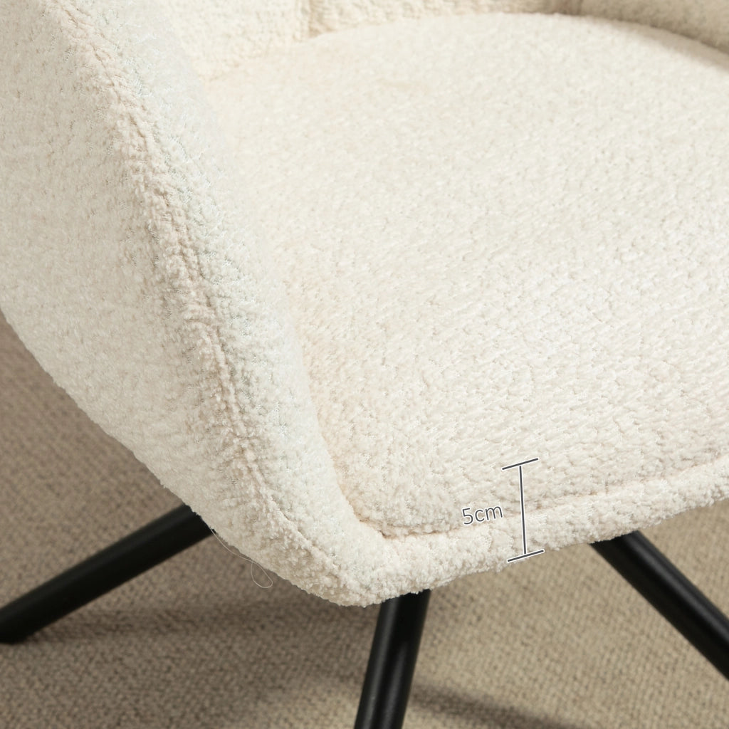 Sedia da pranzo girevole 360¡ã con seduta imbottita ¨C Minimal ¨C 58.5x59x78.5 cm, crema