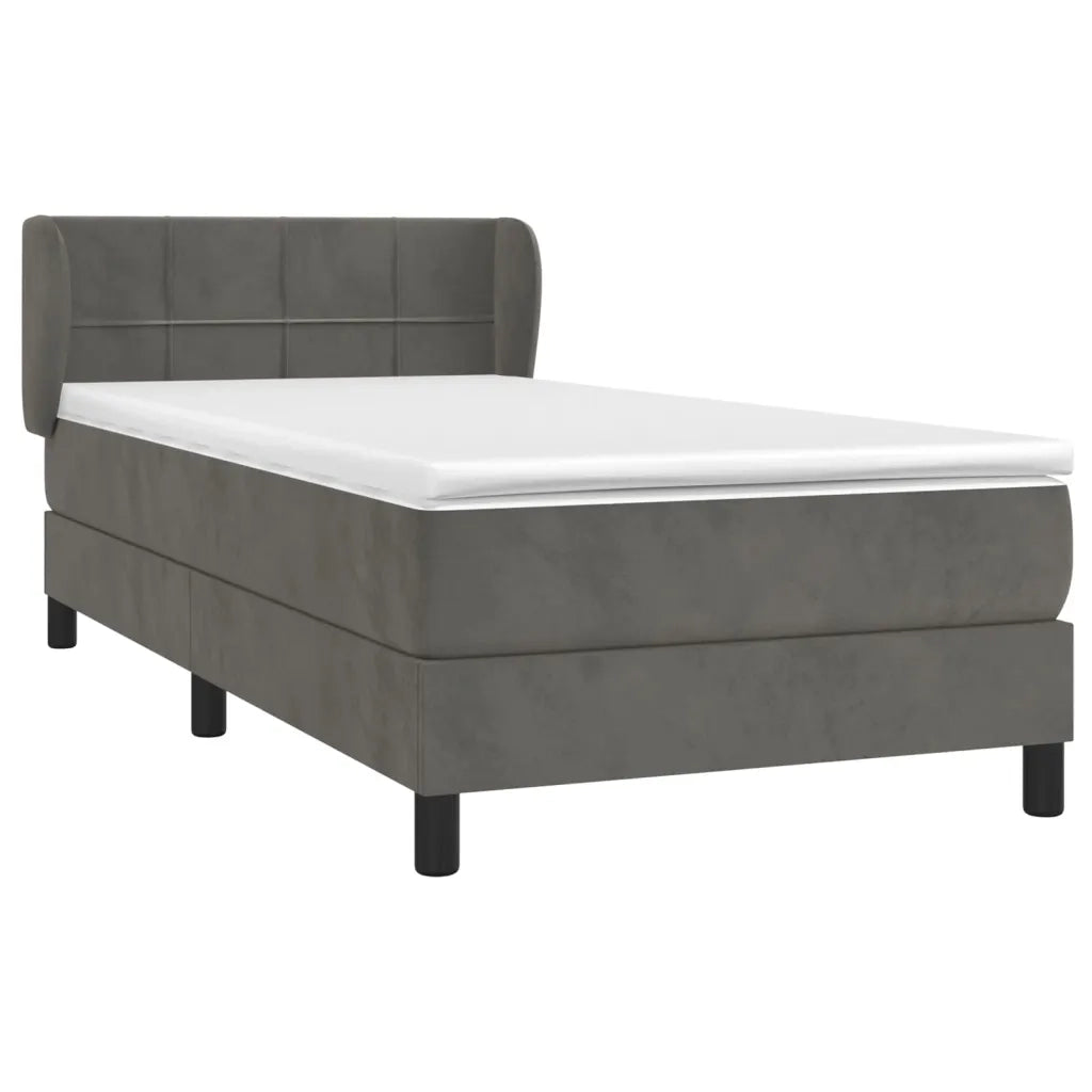 Giroletto a Molle con Materasso Grigio Scuro 80x200 cm Velluto 3127458