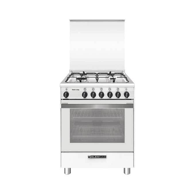 Glem Gas Cucina a Gas Multifunzione 4 Fuochi 60x60 cm SA664VWH - Bianco