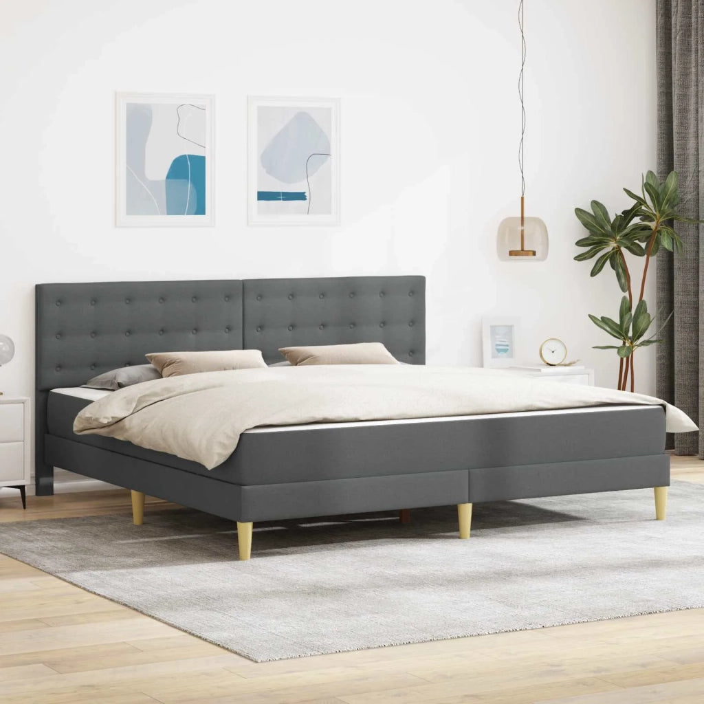 Struttura letto con materasso Grigio scuro 200 x 200 cm Tessuto 3415129