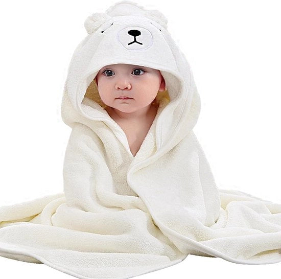 Asciugamano per bambino con cappuccio - 80 x 80 cm - Asciugamano per bambino in fleece - Asciugamano per bambino con cappuccio - Adatto per bambini e neonati - Unisex - 0-5 anni