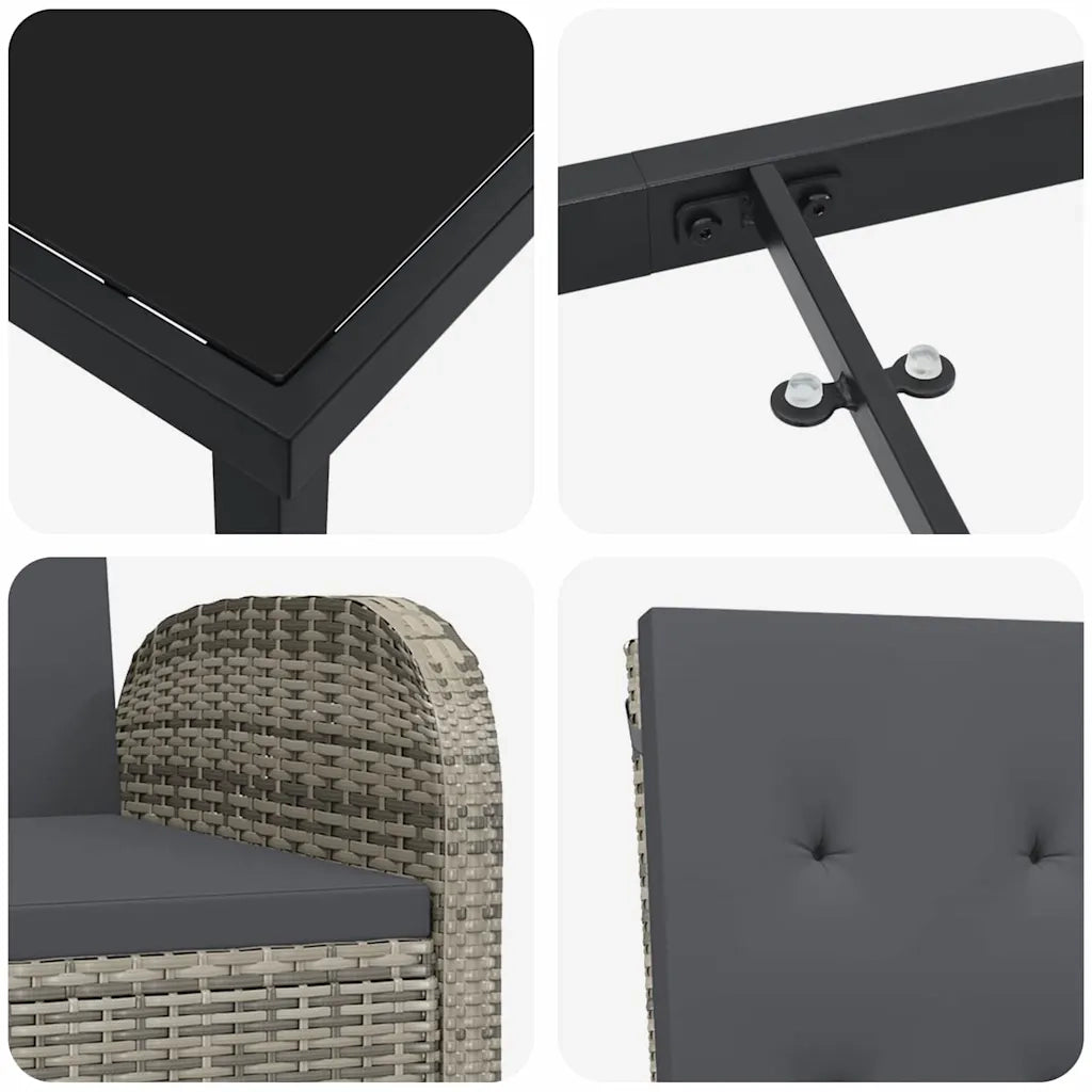 Set da Pranzo per Giardino con cuscino 7 pcs Grigio polyrattan 3379483
