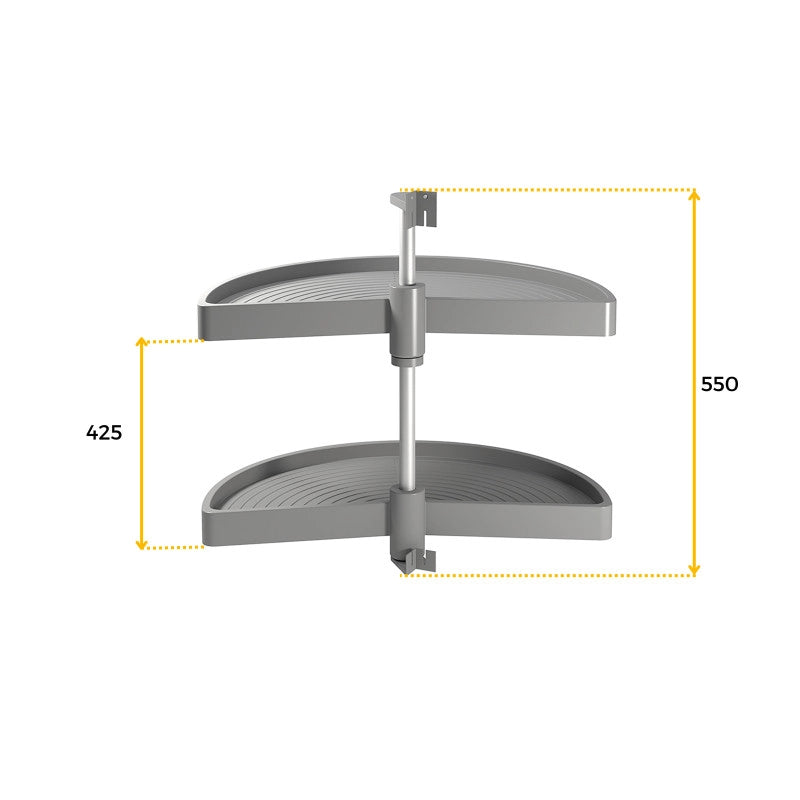 Set di piatti girevoli 3/4 Shelvo, per modulo da 800 mm, Tecnoplastica e Alluminio, Grigia