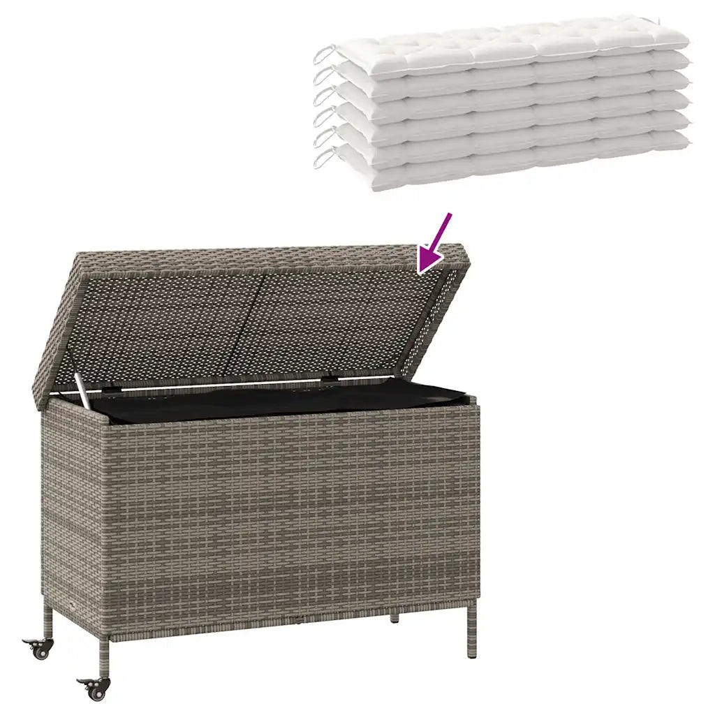 Contenitore da Giardino con Ruote Grigio 110x55x73cm Polyrattan CFW7778135
