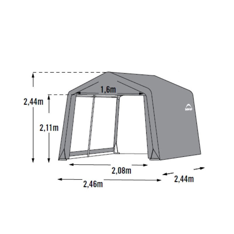 Capanno deposito da giardino in acciaio e telo PVC impermeabile 246x244 cm, copertura anti UV con porta zip per attrezzi esterno - Esterni da Vivere
