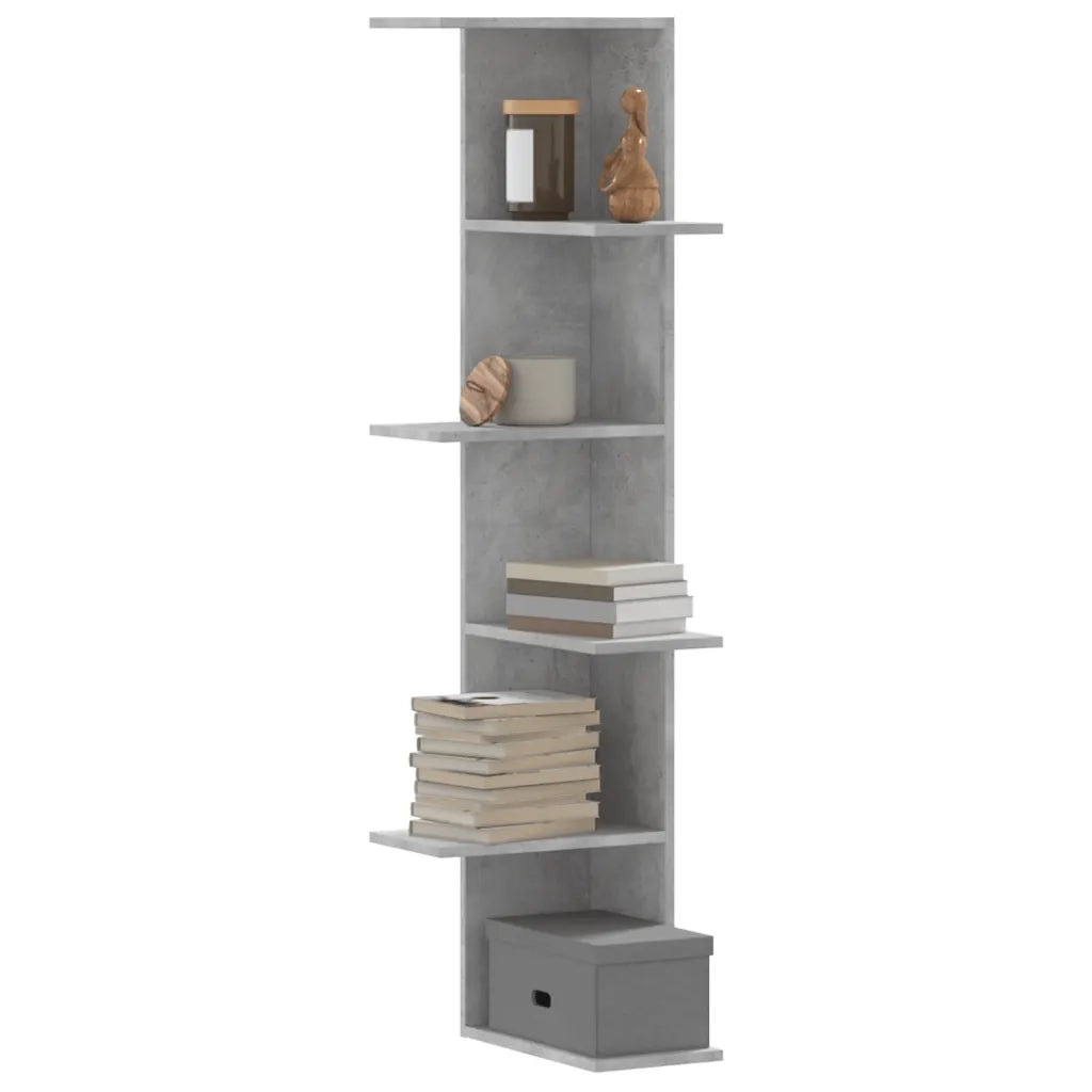 Scaffale Angolare Muro Grigio Cemento 36,5x36,5x140 cm Legno 852630