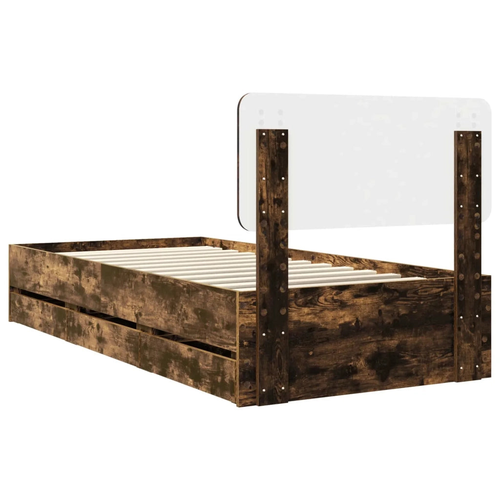 Letto singolo | Letto per adulti | Struttura del letto Quercia Affumicata 100 x 200 cm