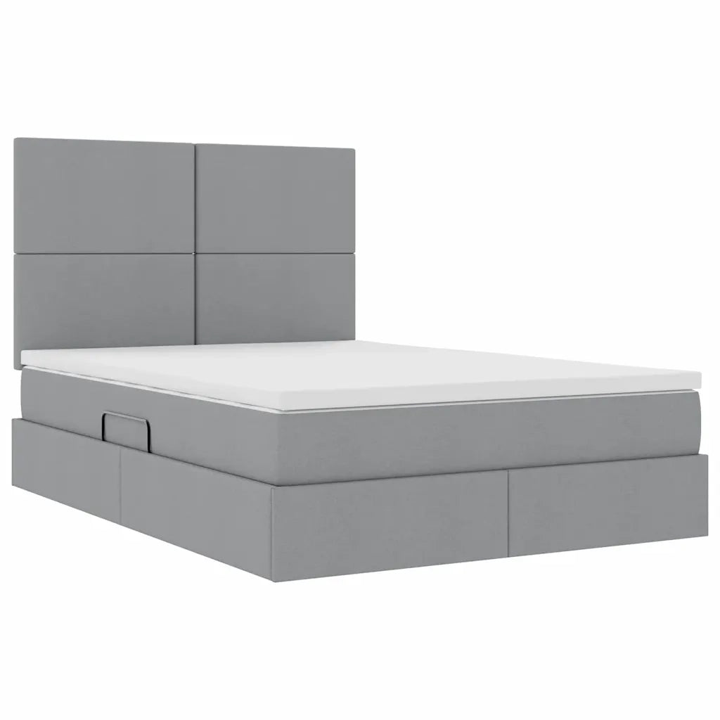 Letto con contenitore e LED con led Grigio chiaro 140 x 190 cm 3372351