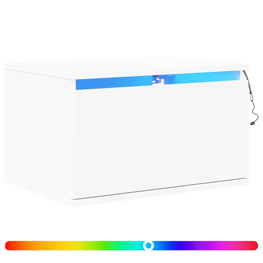 Comodino a Parete con Luci LED Bianco 836826