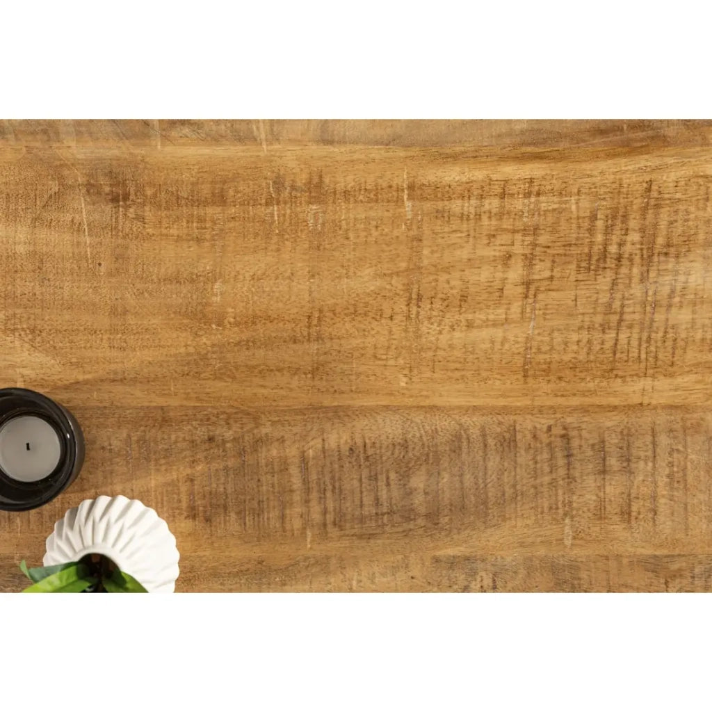 Tavolino LODEN 60 cm in legno massiccio di mango e metallo nero – stile industriale