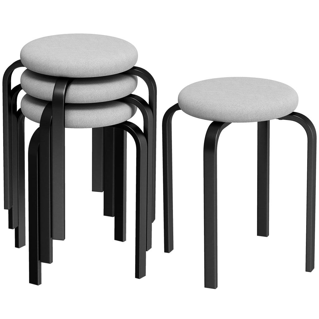 Sgabelli Impilabili con Cuscino ¨C Minimal ¨C Grigio, Set di 4