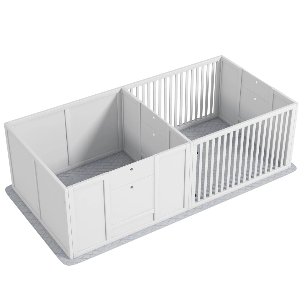CUCCIA Parto Cani 166x80x50 cm MDF Bianca 7 Pezzi 2 Spazi