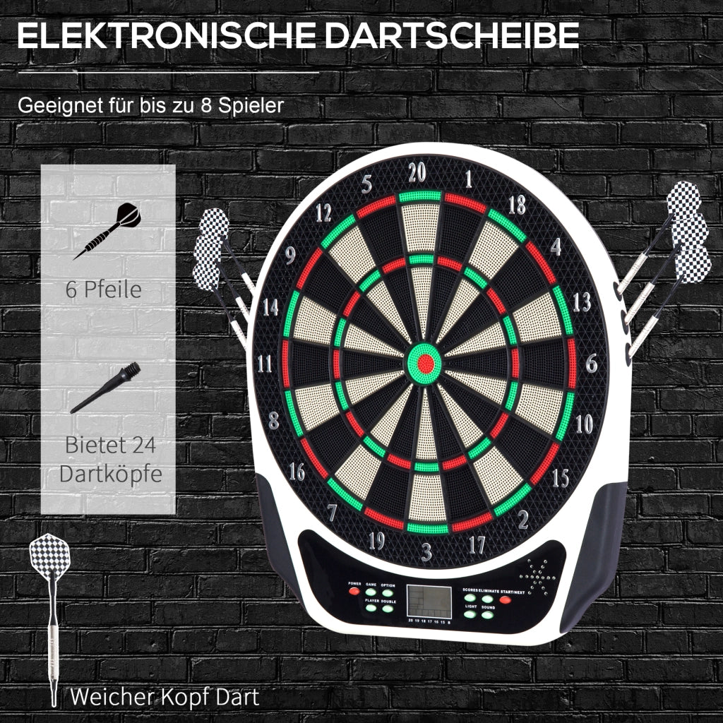 Dartboard Elettronico ¨C Minimal ¨C con 6 freccette e 24 punte, 18 giochi, display LED