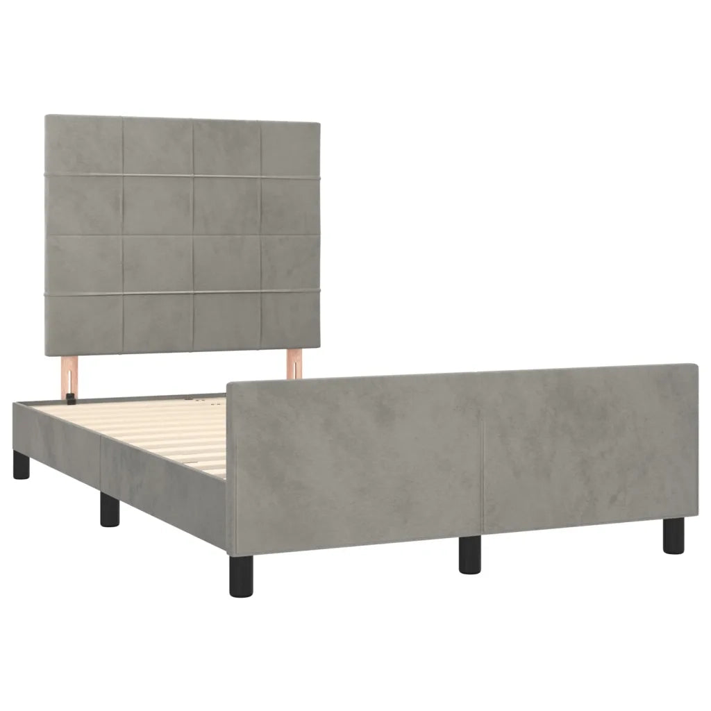 Letto matrimoniale | Letto per adulti | Giroletto senza Materasso Grigio Chiaro 120x190 cm Velluto