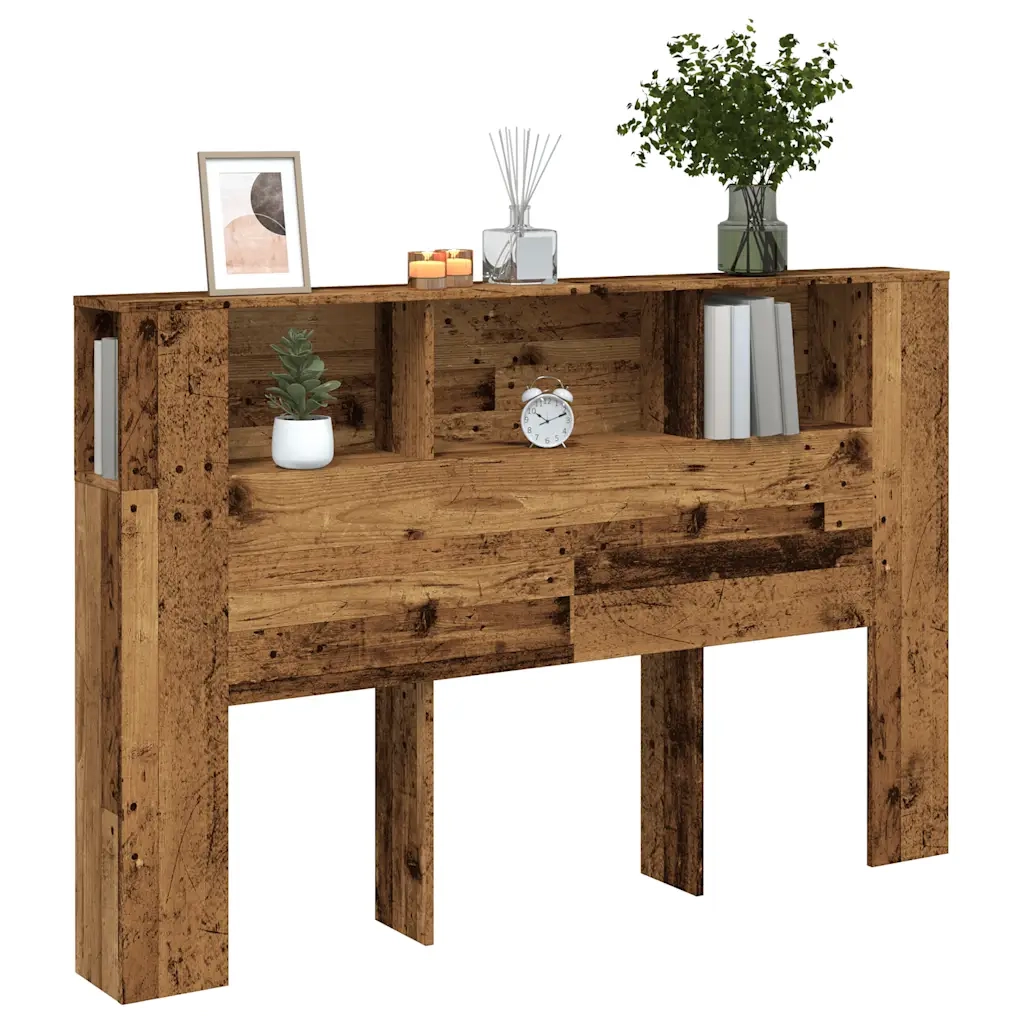 Testiera con Contenitore-Testiera con Ripiani Legno 160x18,5x103,5 cm in Truciolato