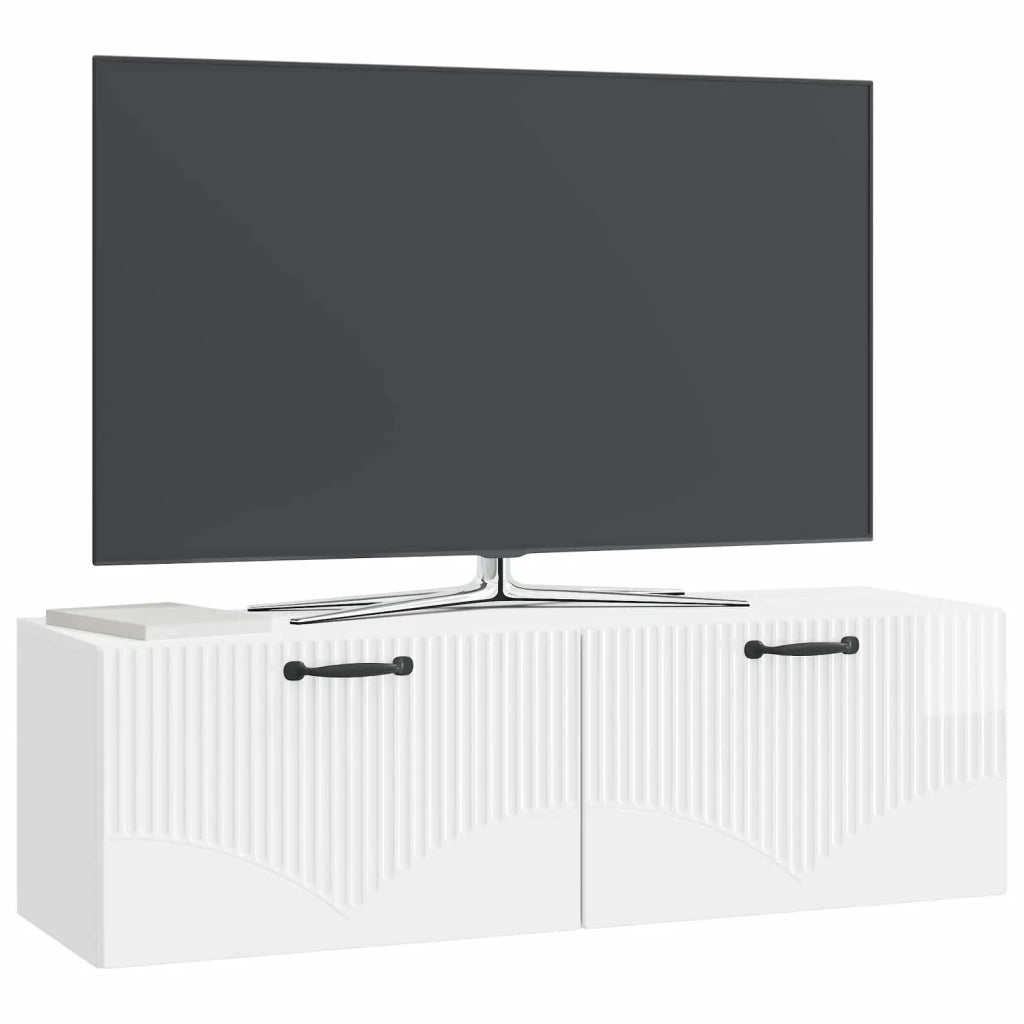 Mobile Porta TV da Muro-Credenza per TV sospesa Bianco Lucido 98 x 31 x 30 cm 937256