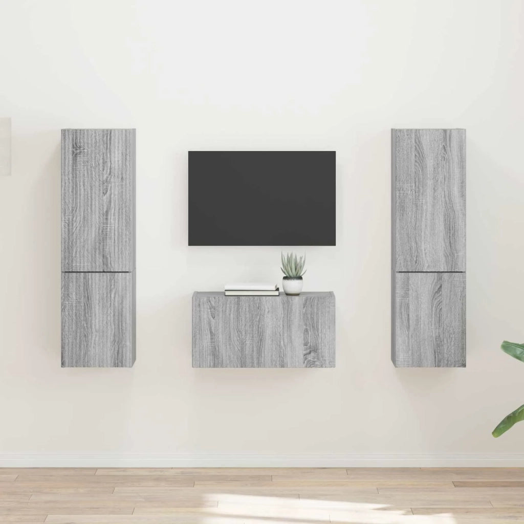 Set mobile TV 5 pz | Armadietto TV | Mobile Porta TV Grigio Sonoma Legno multistrato