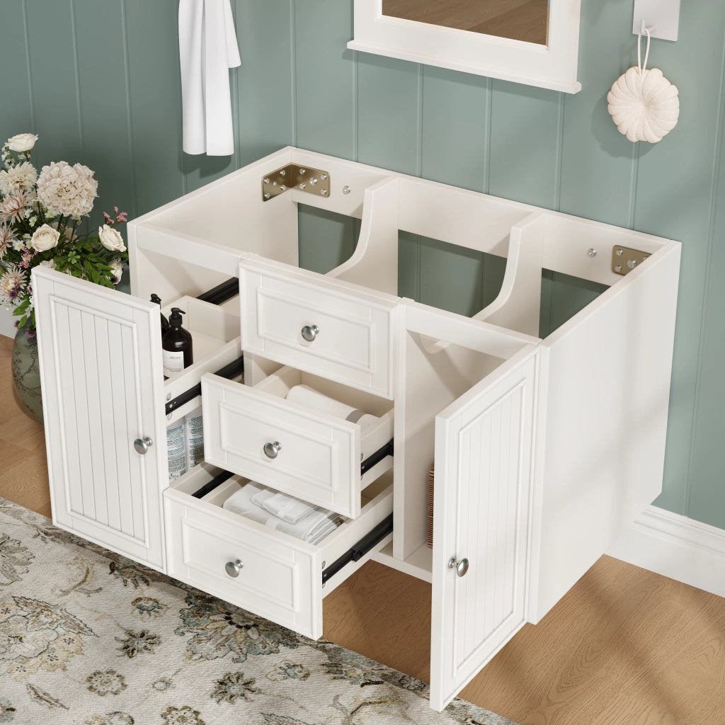 Mobile sottolavabo con 2 cassetti e vano; per bagno; in MDF; bianco; 78.5×46×46.8 cm