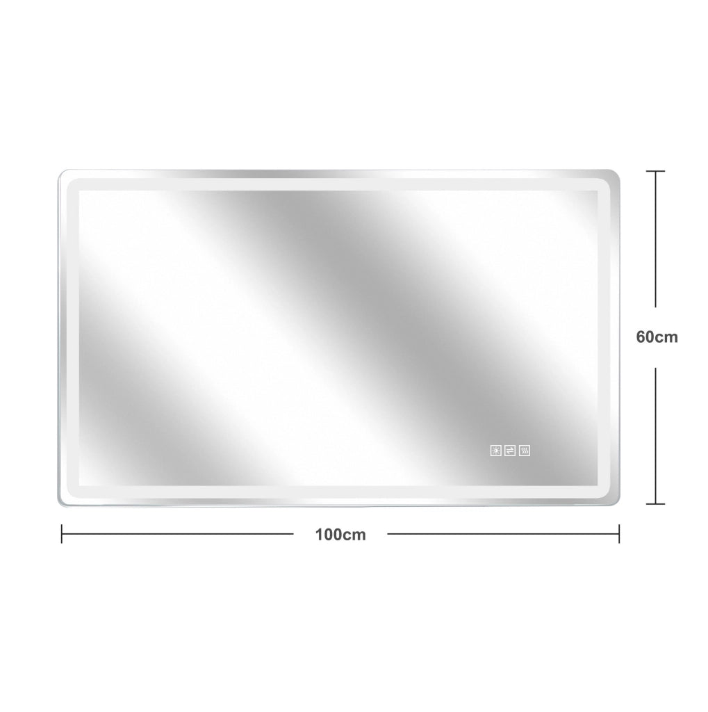 Specchio LED da bagno 60x100 cm; antiappannamento; dimmerabile; argento