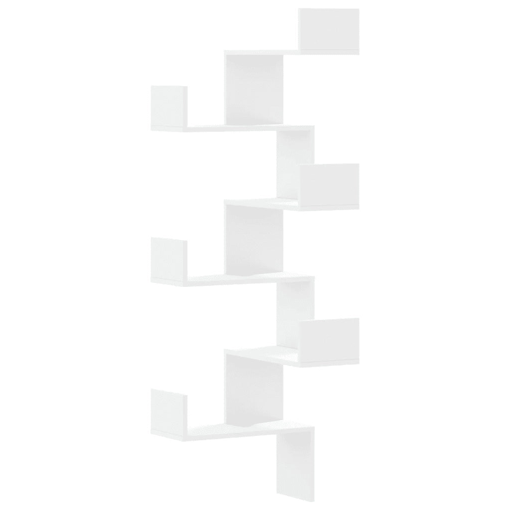 Scaffale Angolare Muro Bianco 45x45x147 cm Legno Multistrato 852636