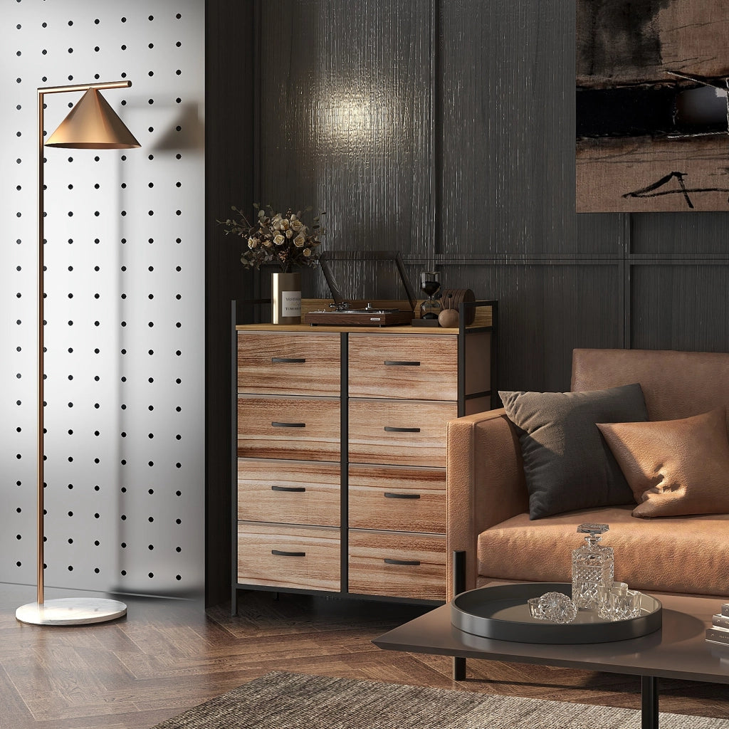 Cassettiera con 8 cassetti in tessuto amovibili, ripiano superiore e struttura in acciaio ¨C Minimal ¨C 79x29x101 cm