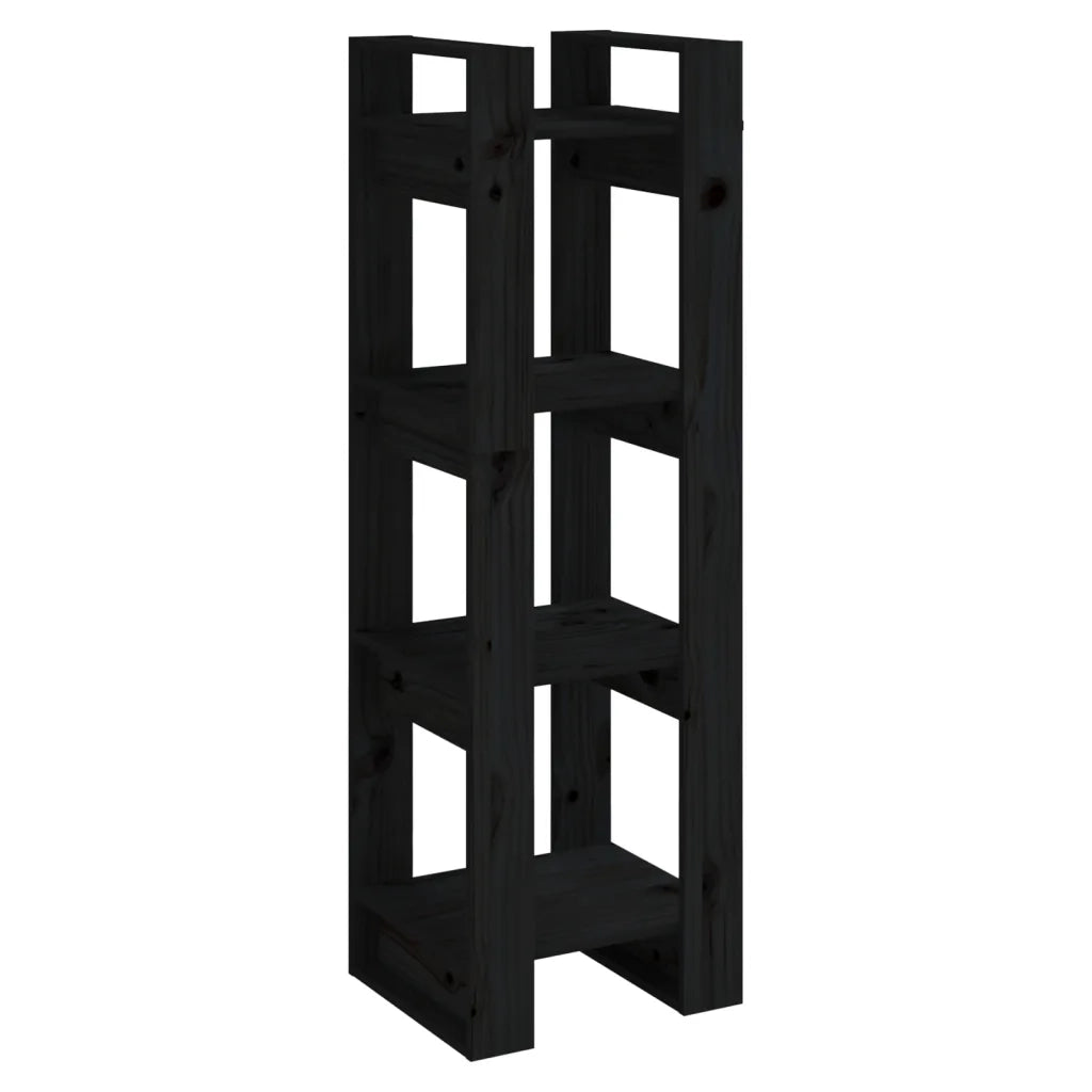 Libreria/Divisorio Nero 41x35x125 cm in Legno Massello di Pino 813868