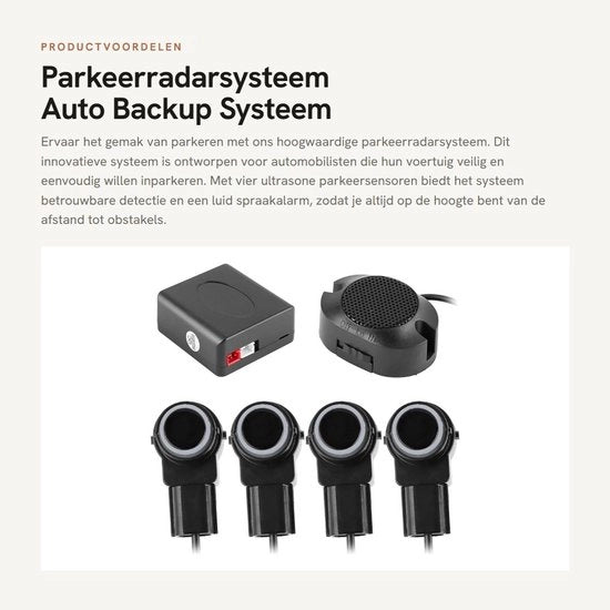 Sistema di parcheggio a radar senza fili - 4 sensori di parcheggio - Allarme acustico >80dB - Frequenza ultrasonica 40KHz - Installazione semplice - Materiale ABS