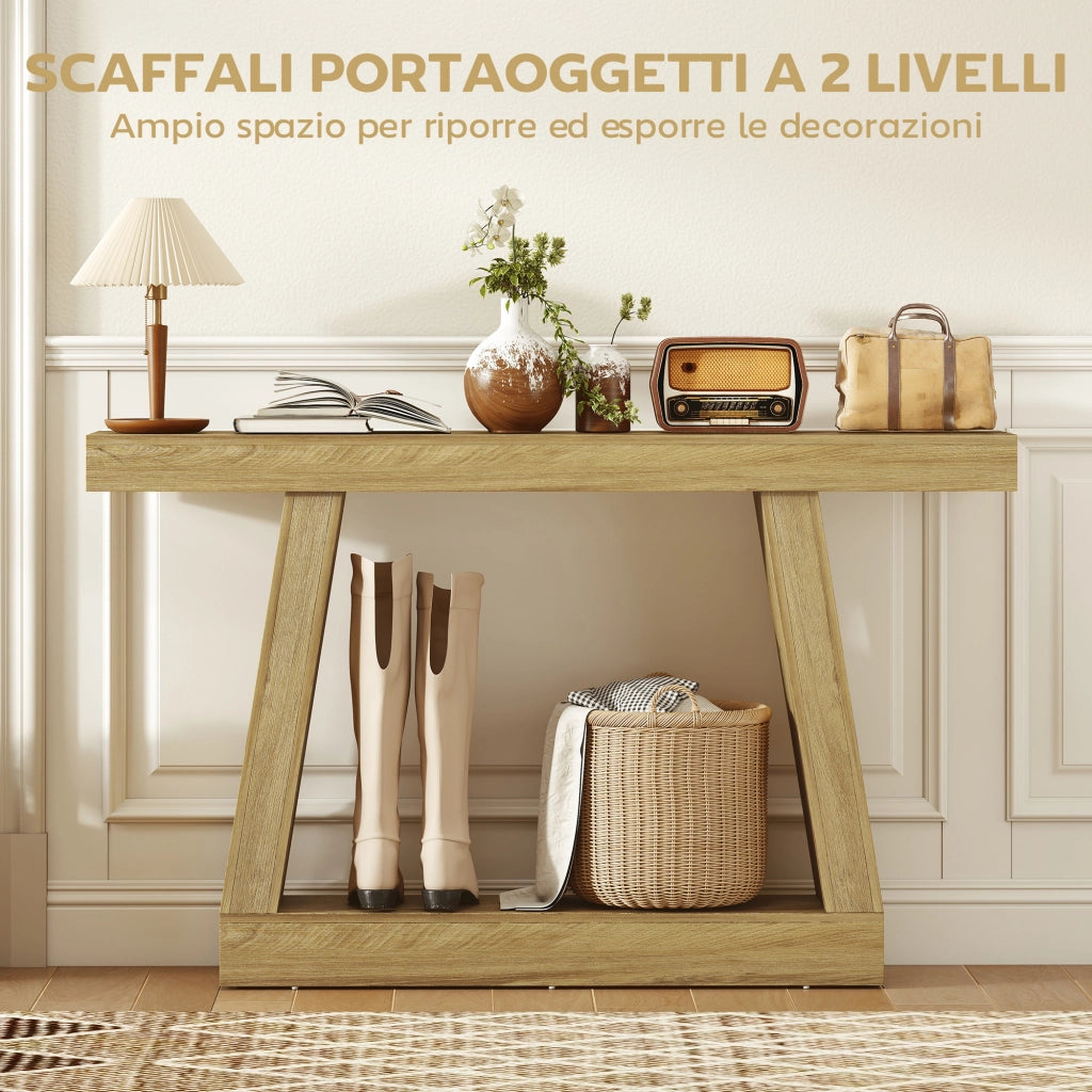 Tavolo consolle allungabile 140 cm ¨C Xylo ¨C rovere con contenitore retro divano