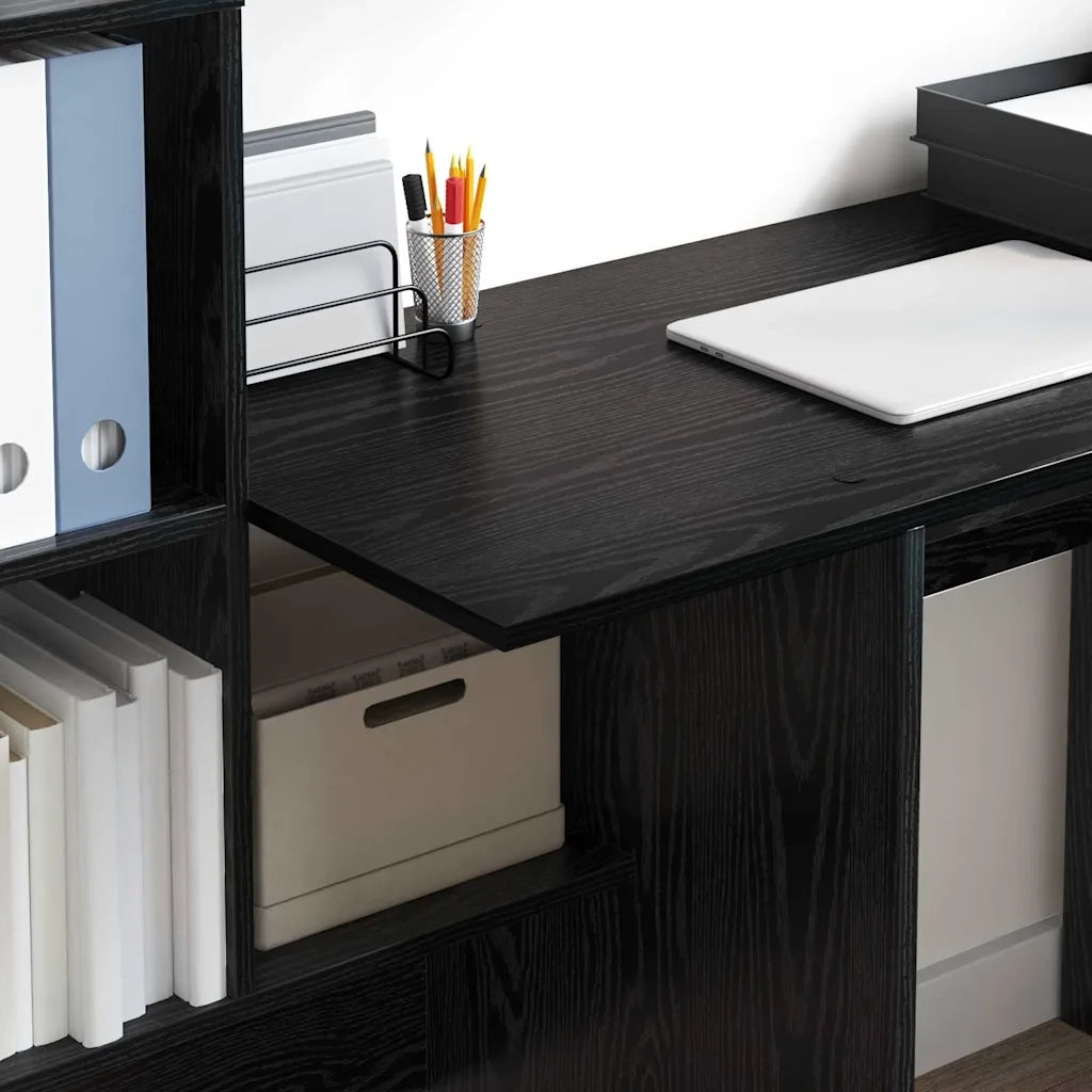 Scrivania | Tavolo da Ufficio Rovere Nero 131,5 x 50 x 106,5 cm Legno multistrato