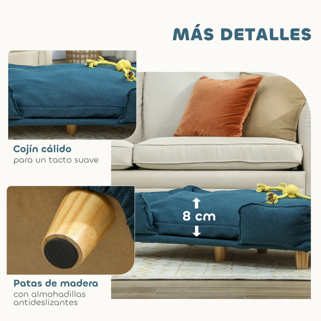 Letto per Cani con Cuscino ¨C zephmum ¨C 96x66x24 cm Blu